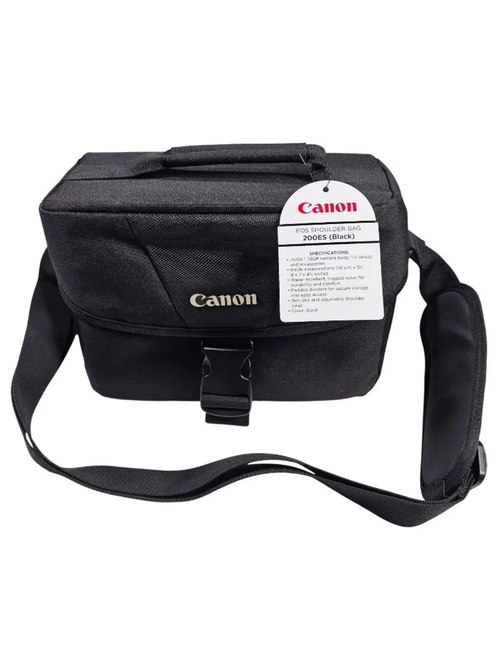 Canon EOS Padded Camera Bag NWT Divider Shoulder Strap 200ES Black Nylon